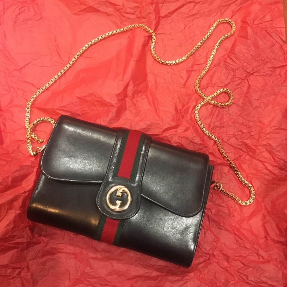 Gucci Black leather clutch bag